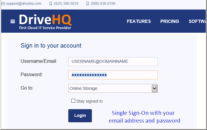 DriveHQ Active Directory Integration Agent - Single Sign-On Screenshots