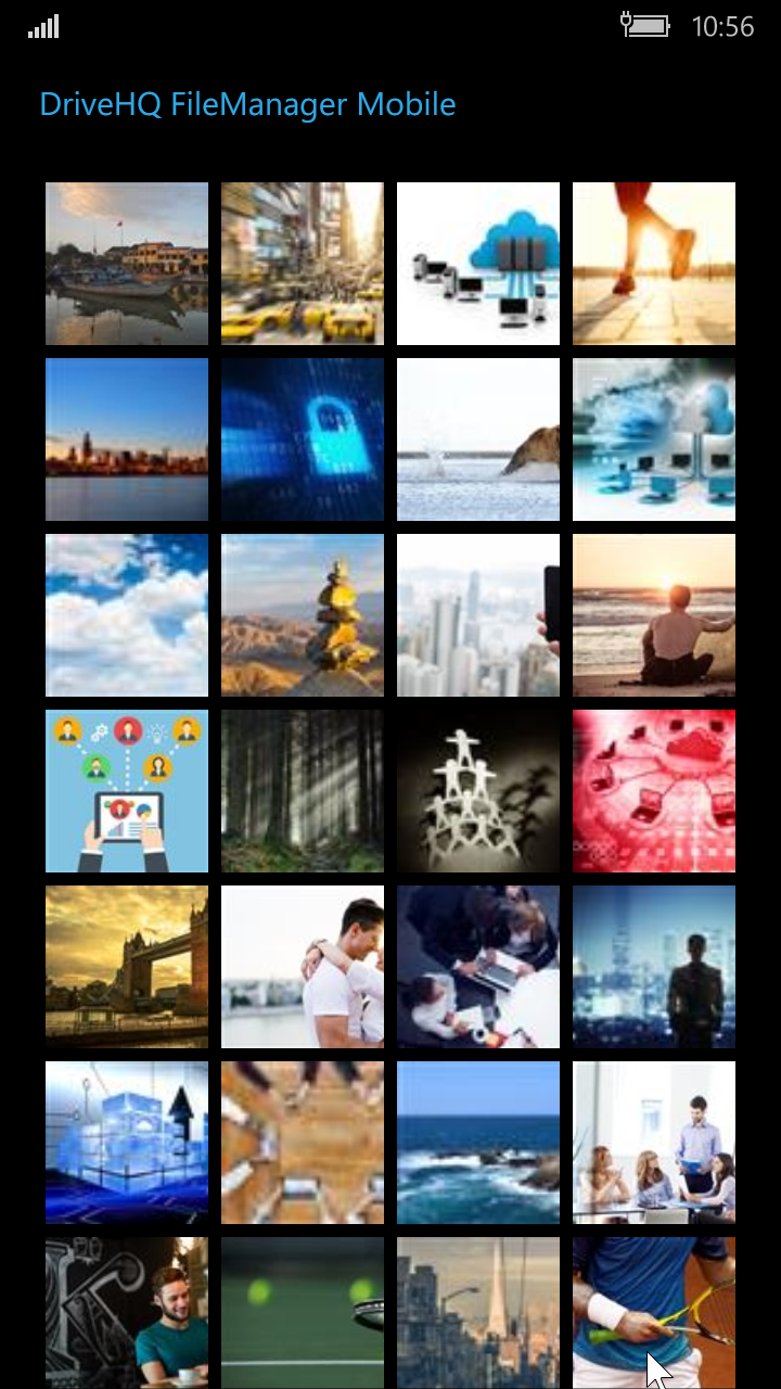 DriveHQ FileManager for Windows Phone screenshots - Enterprise Online File Storage, Sync & Sharing software