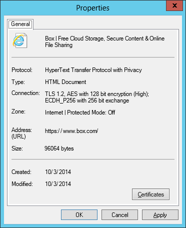 Box SSL properties